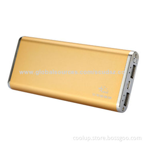 Ultra-Compact Aluminum Portable Charger/External Battery Pack, 10,000mAh Capacity